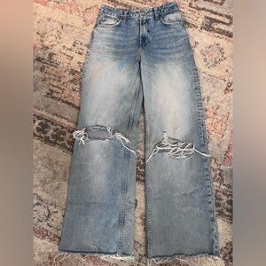 Zara wide leg ripped jeans